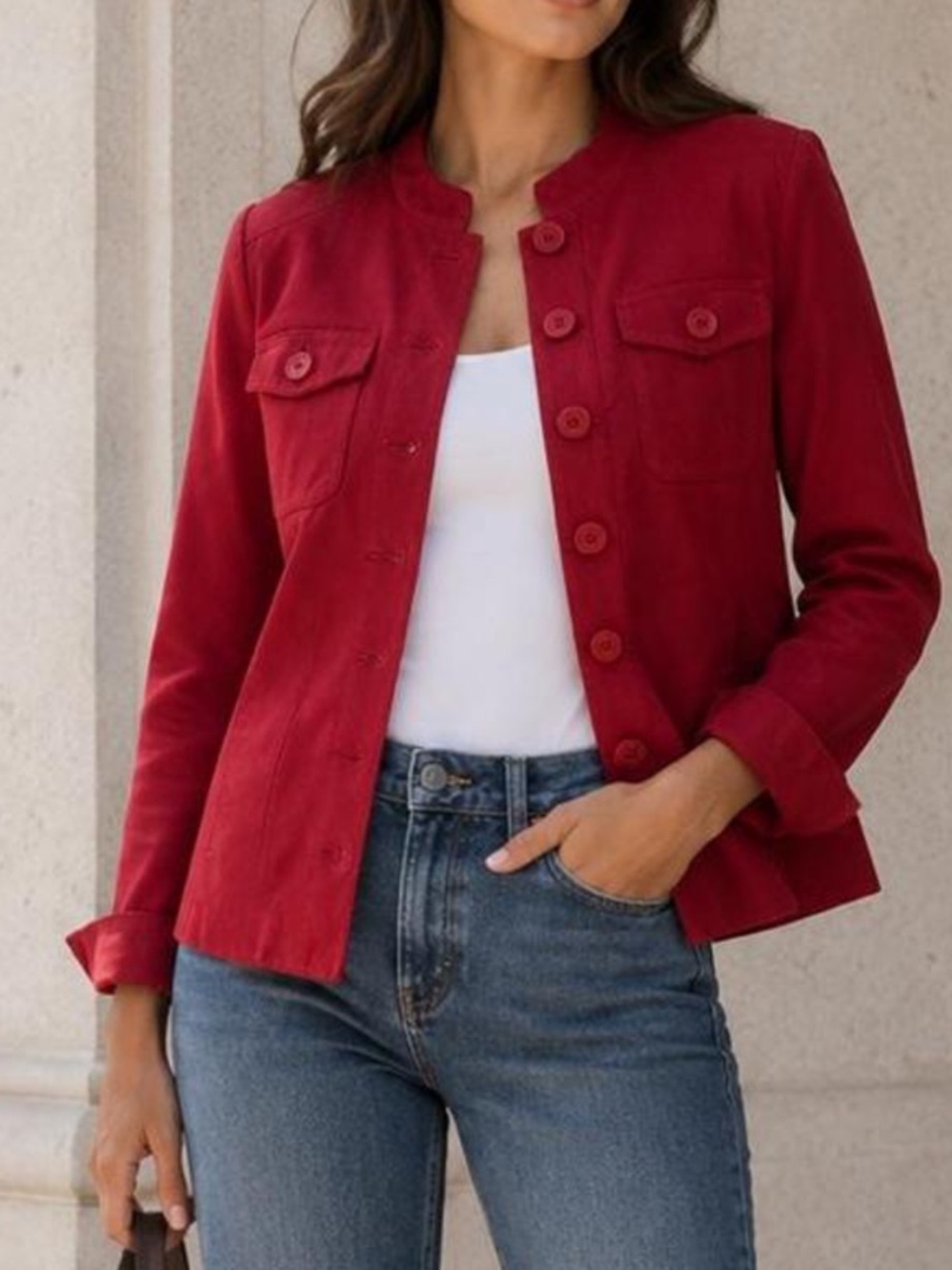 WORTHINGTON Vintage Red Button-Front Blazer Jacket
